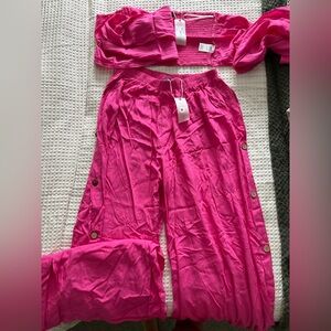 Mixology Flare Pant & Bandeau Fuchsia Set